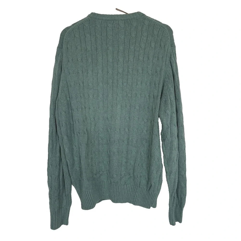Jos A Bank Executive Collection Green Cable Knit Cotton Sweater M Classic Preppy - Picture 3 of 7